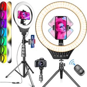 LAST CHANCE SALE!NEW59”Extendable LEDRGB 10”Selfie Ring Light Tripod+Desk Tripod